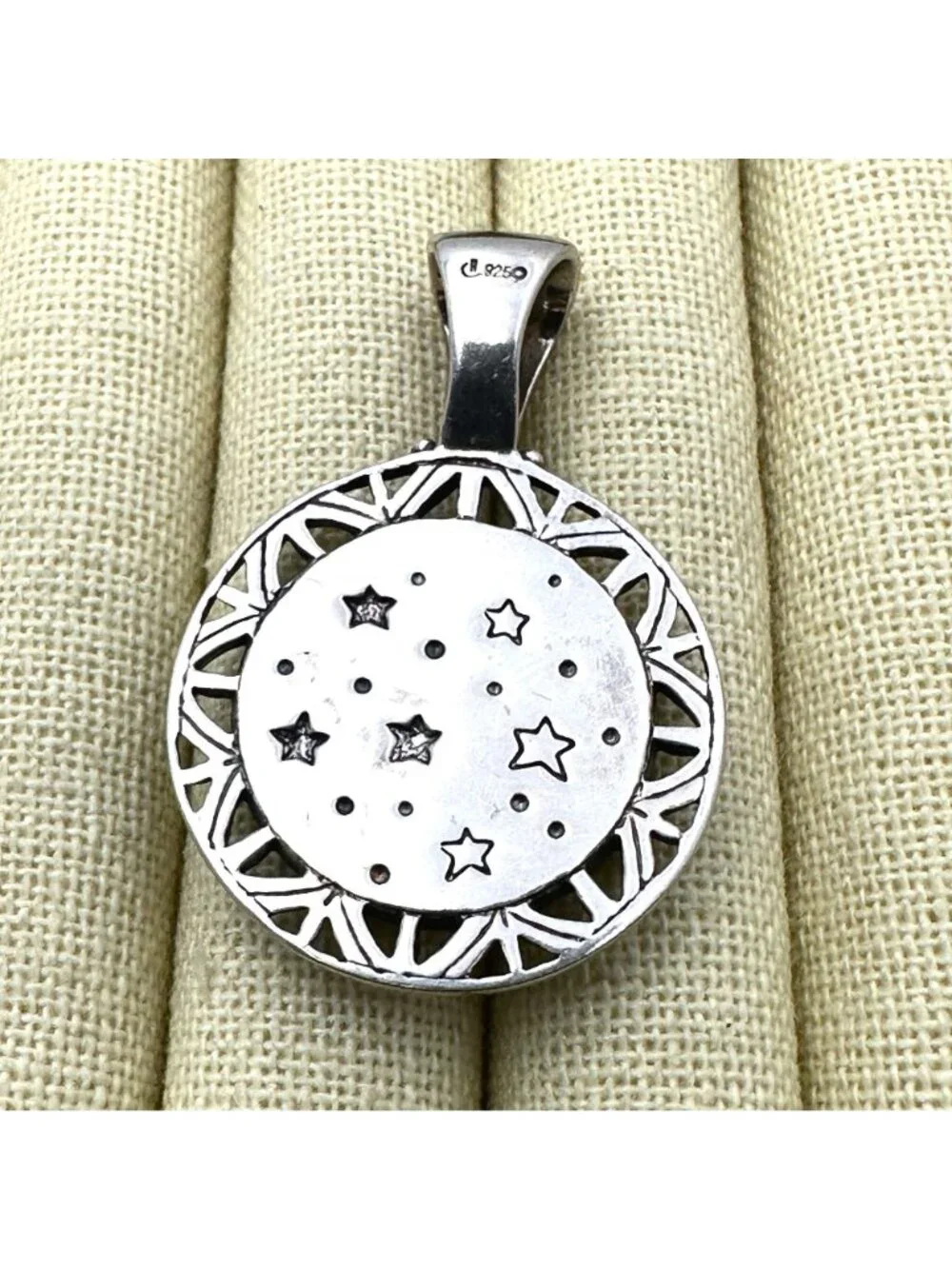 Carolyn Pollack Moon Stars Sterling Silver Pendant Mother of Pearl